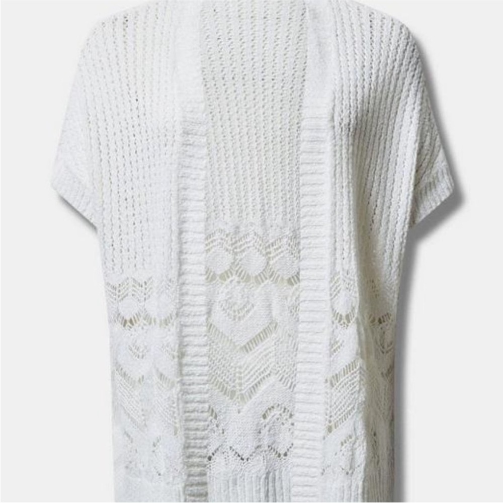 Torrid White Open-Front Cardigan